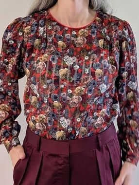 SILKY VINTAGE BLOUSE sheer stripe M